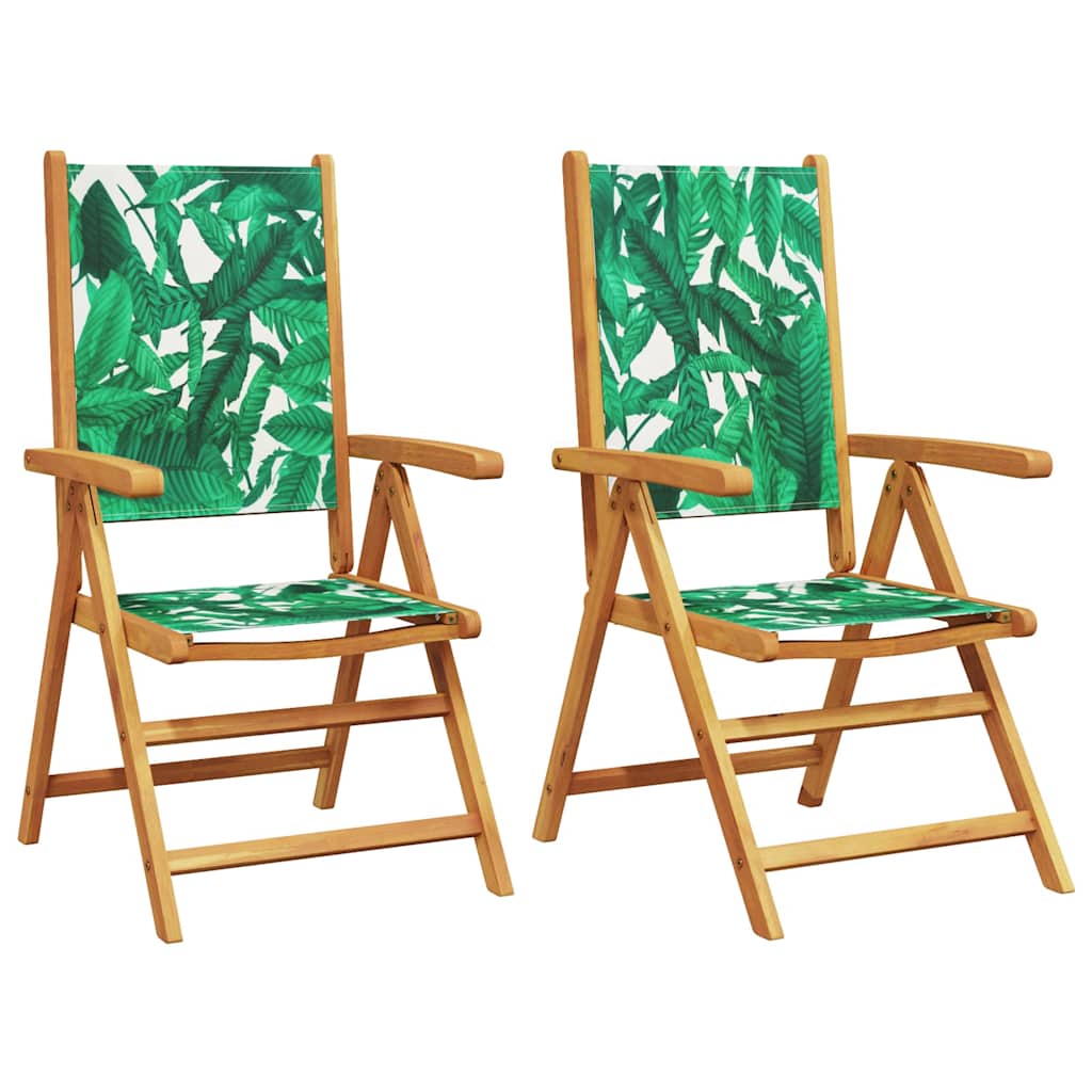 Vidaxl inklapbare stoelen 2 st bladpatroon massief acaciahout en stof