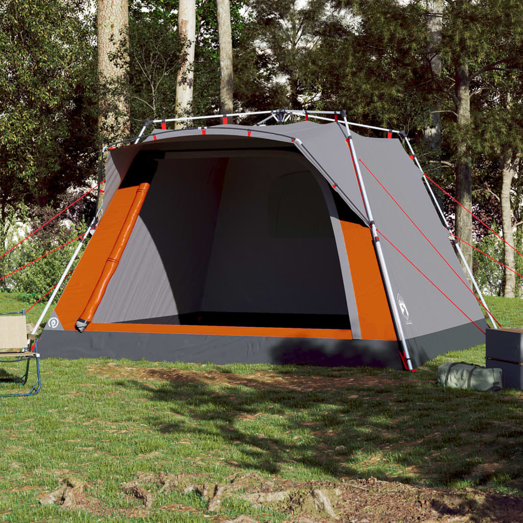 Vidaxl campingtelt 4-personers quick release grå og orange