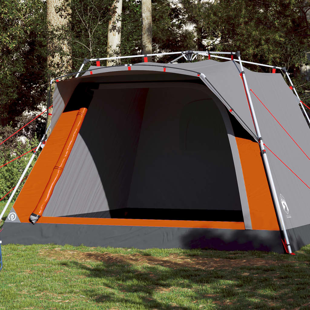 Vidaxl campingtelt 4-personers quick release grå og orange