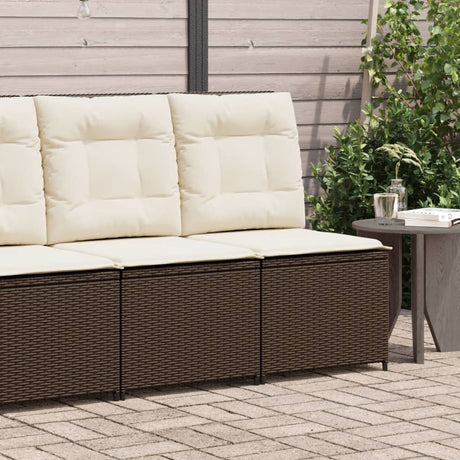 Vidaxl tuinbank verstelbaar met kussens poly rattan bruin