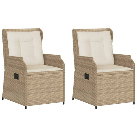 Vidaxl tuinstoelen 2 st verstelbaar met kussens poly rattan beige