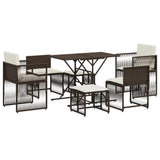 Vidaxl 7-delige tuinset met kussens poly rattan bruin
