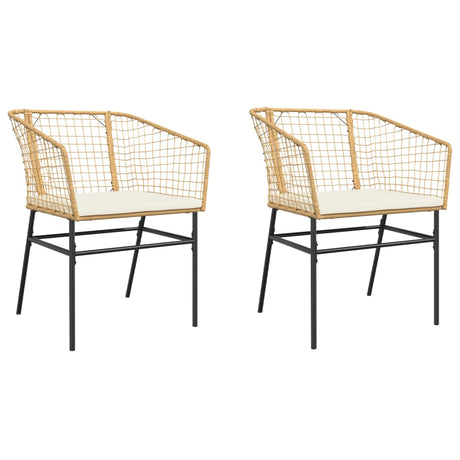 Vidaxl tuinstoelen 2 st met kussens poly rattan bruin