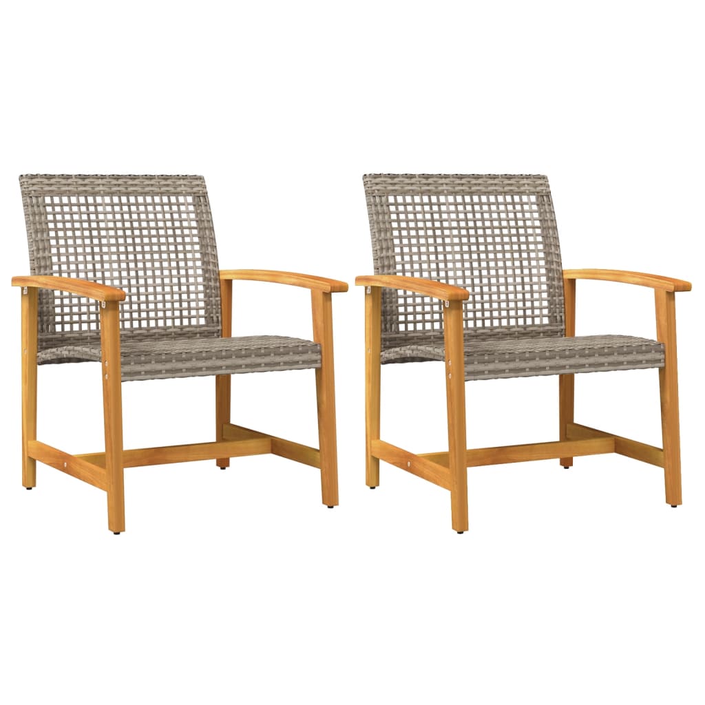 Vidaxl tuinstoelen 2 st poly rattan en acaciahout grijs