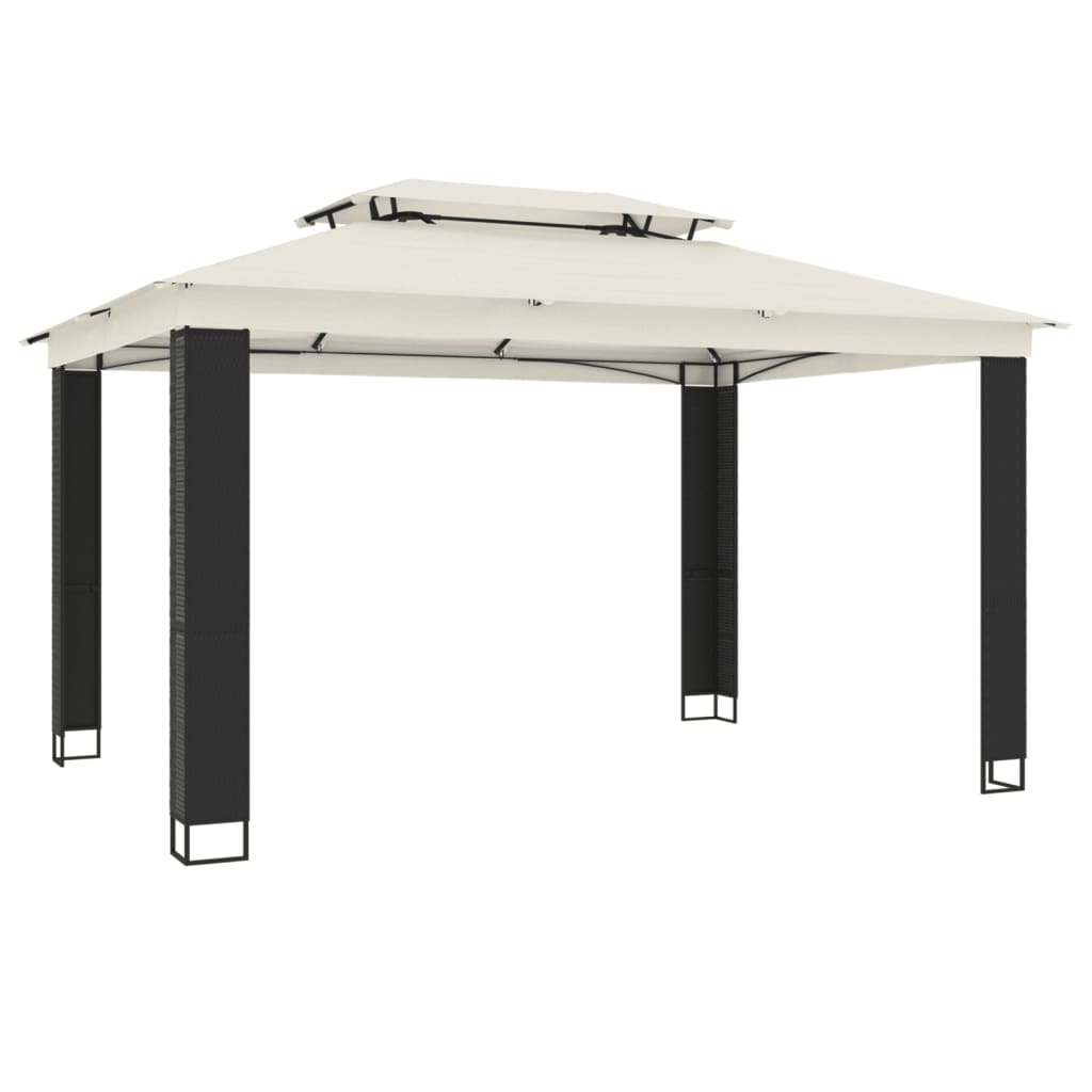VidaXL Lysthus med dobbelttag 3,94x2,96 m cremefarvet stål