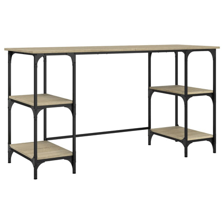 Vidaxl bureau 140x50x75 cm metaal en bewerkt hout sonoma eikenkleurig