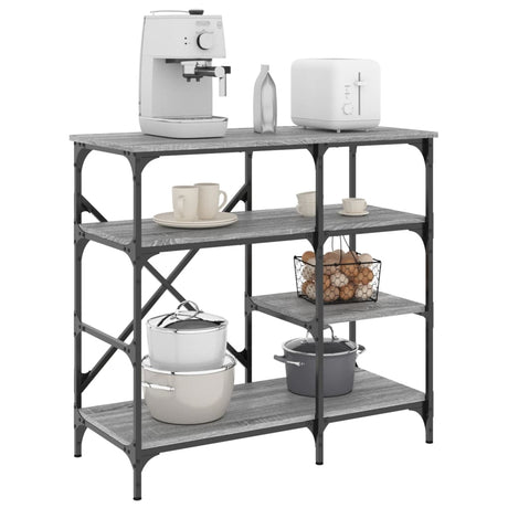 VidaXL bagereol 90x40x84 cm udformet træ og metal grå sonoma