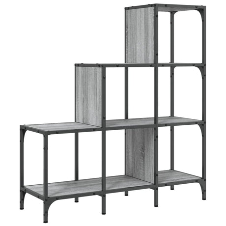 Vidaxl boekenkast 92x30x102 cm bewerkt hout en metaal grijs sonoma