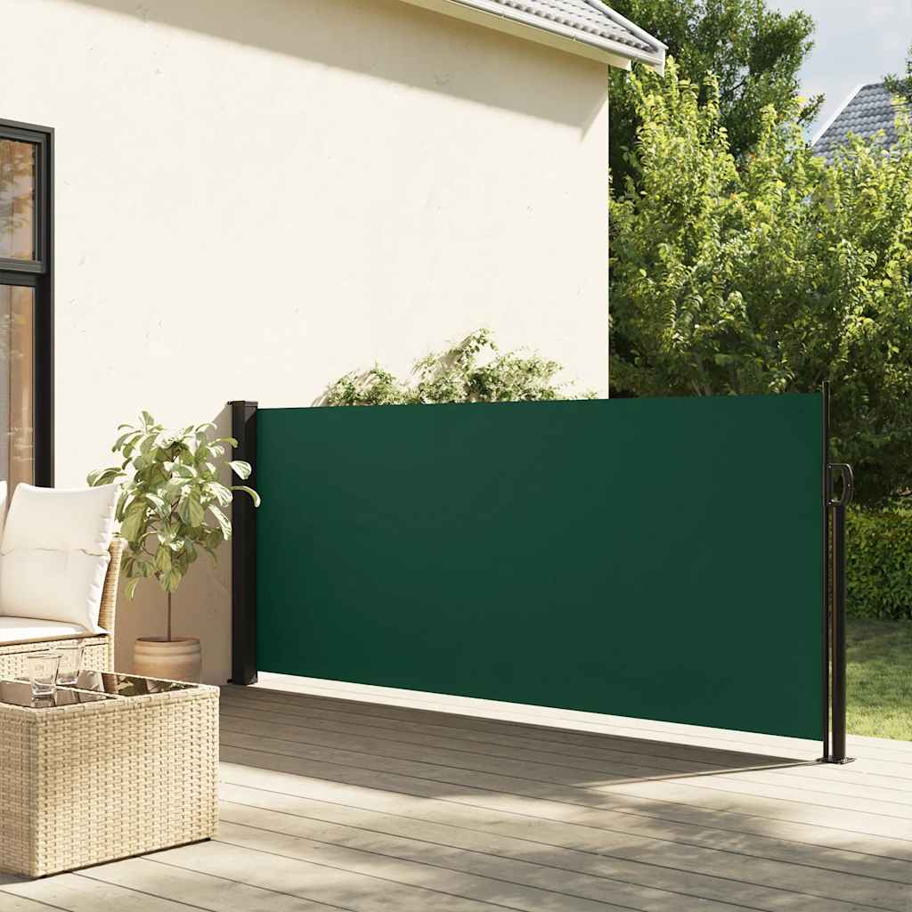 Vidaxx udtrækbar vindskærm 120x500 cm mørkegrøn