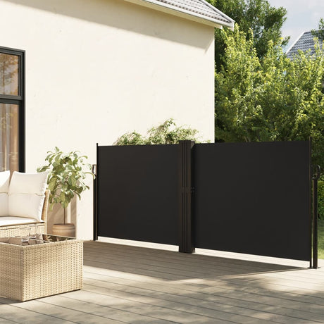 Vidaxx udtrækbar vindskærm 100x600 cm sort