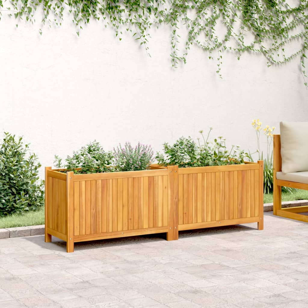 Vidaxx plantekasse med foring 153x38,5x50 cm massivt akacietræ