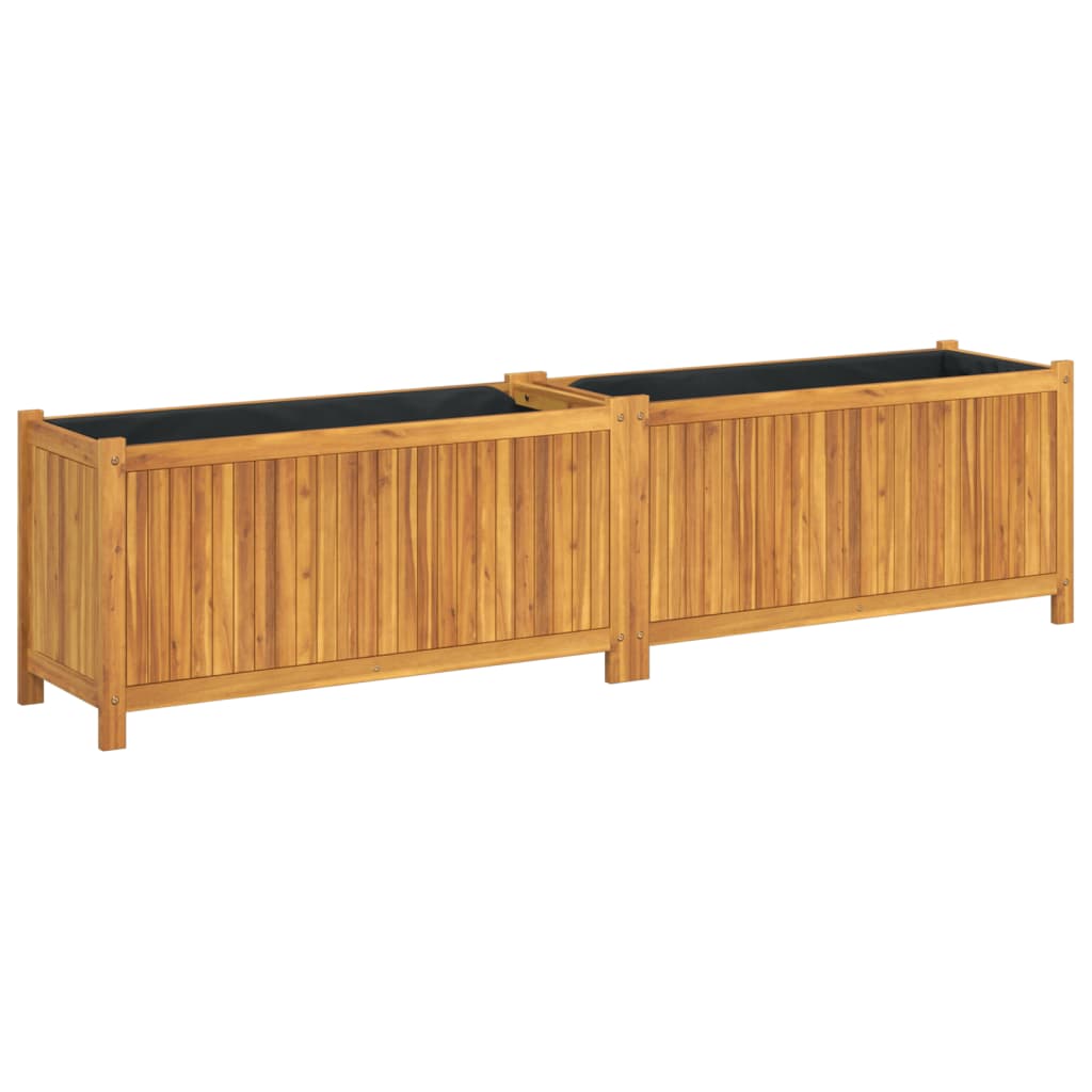 Vidaxx plantekasse med foring 199x38,5x50 cm massivt akacietræ