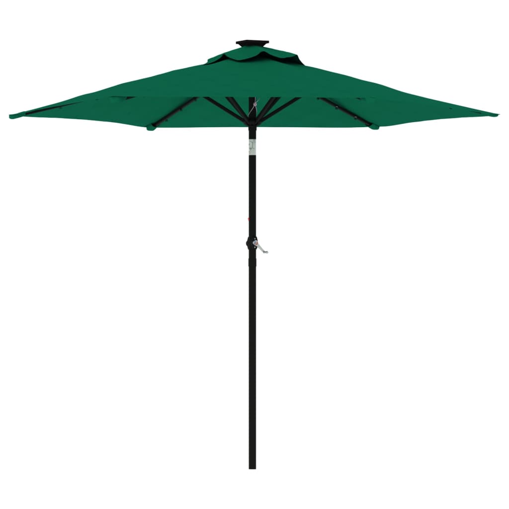 Vidaxx parasol med lysdioder og stålstang 225x225x212 cm grøn