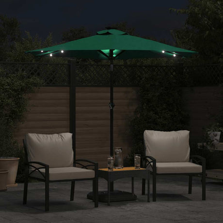 Vidaxx parasol med lysdioder og stålstang 225x225x212 cm grøn