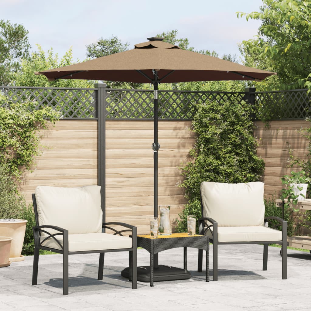 Vidaxx parasol med lysdioder og stålstang 225x225x212 cm taupe