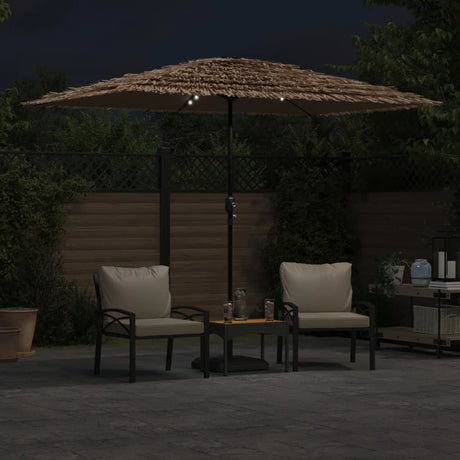 Vidaxx parasol med lysdioder og stålstang 300x200x250 cm brun