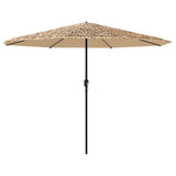 VidaXL parasol med lysdioder og stålstang 324x324x247 cm brun