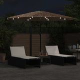 VidaXL parasol med lysdioder og stålstang 324x324x247 cm brun