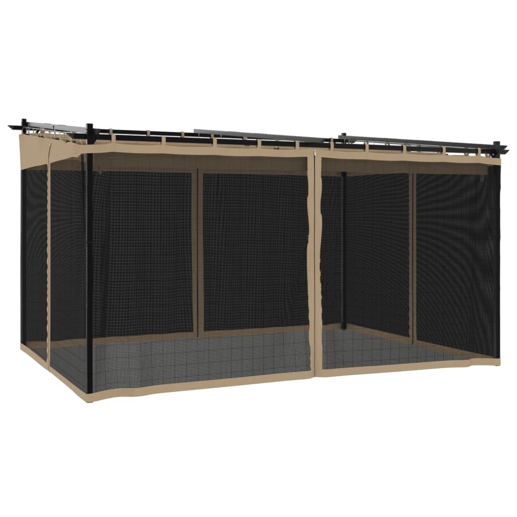 Vidaxx lysthus med sidevægge af mesh 4x3 m stål taupe