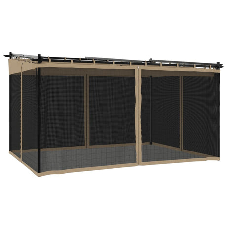 Vidaxx lysthus med sidevægge af mesh 4x3 m stål taupe