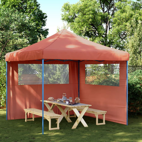 Vidaxx foldbart pop-up partytelt med 2 sidevægge, terracotta farvet