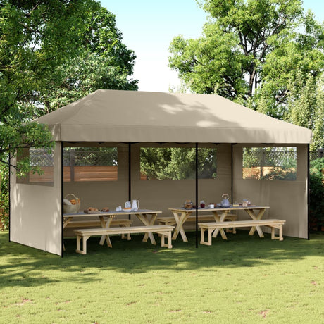 Vidaxx foldbart pop-up partytelt med 3 sidevægge i taupe