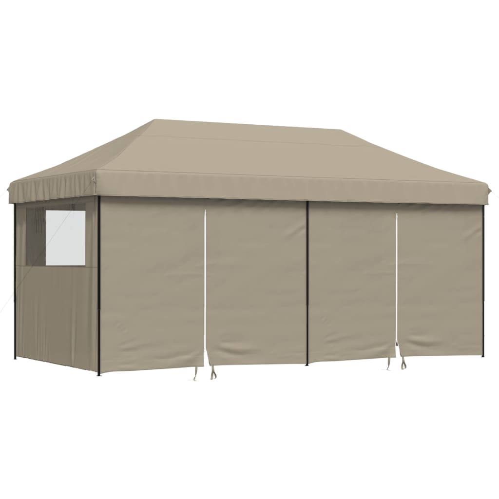 VidaXL Partytelt foldbar pop-up med 4 sidevægge taupe