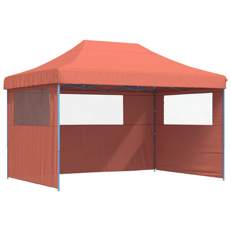 Vidaxx foldbart pop-up partytelt med 3 sidevægge, terracotta farvet