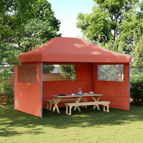 Vidaxx foldbart pop-up partytelt med 3 sidevægge, terracotta farvet