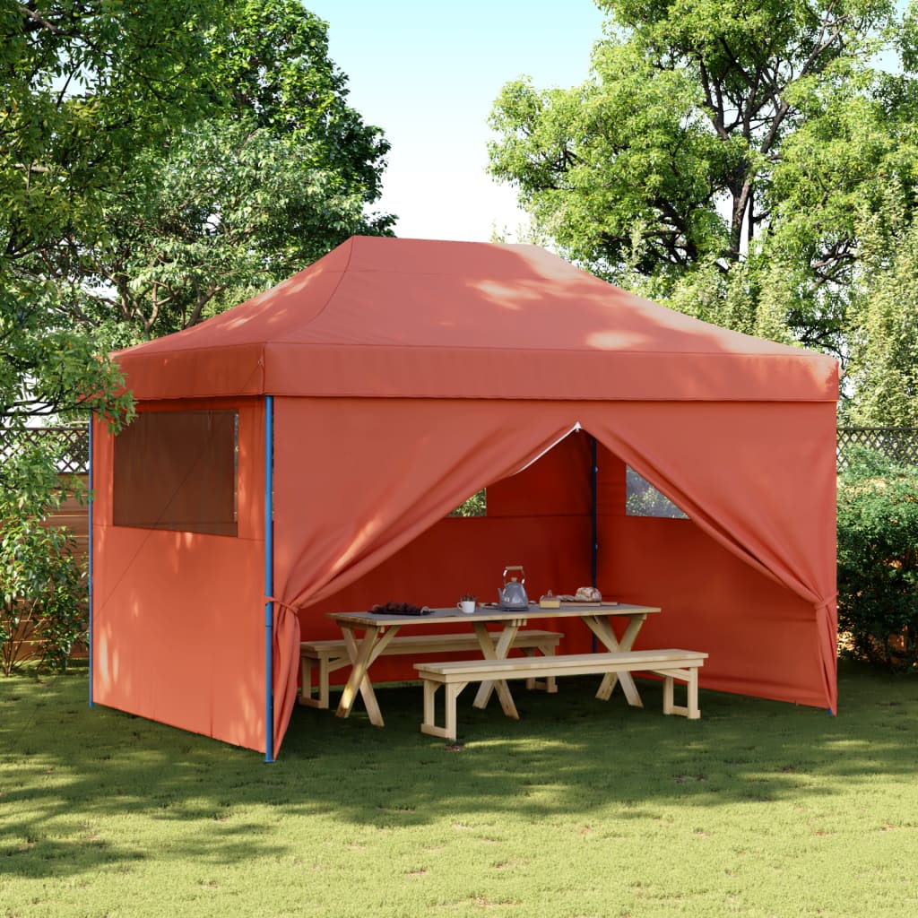 Vidaxx foldbart pop-up partytelt med 4 sidevægge, terracotta farvet