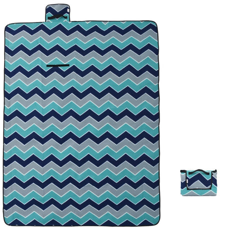 Vidaxx foldbart picnictæppe bølger 200x150 cm fløjlsblå