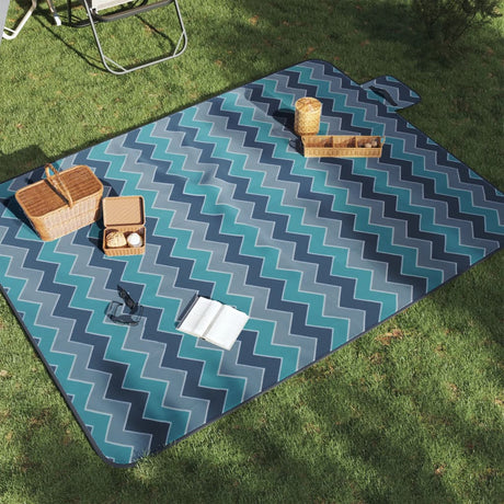 Vidaxx foldbart picnictæppe bølger 200x150 cm fløjlsblå