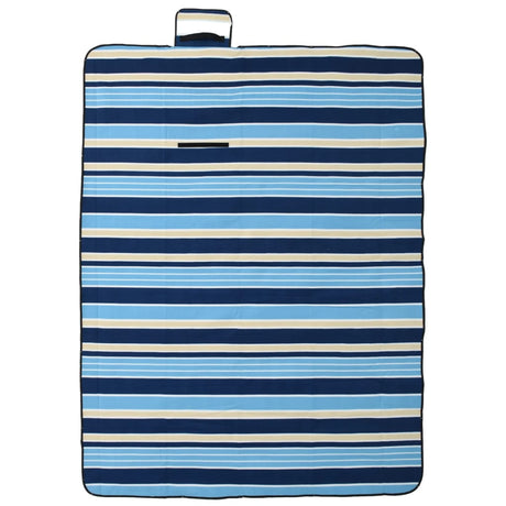 VidaXL picnic tæppe foldbart stribet 200x150 cm fløjl blå hvid