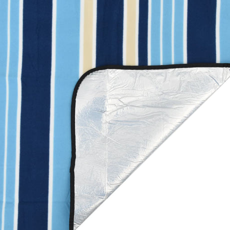 VidaXL picnic tæppe foldbart stribet 200x150 cm fløjl blå hvid