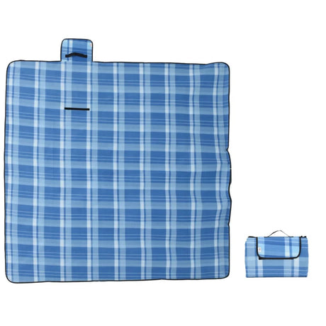 VidaXL picnictæppe foldbart ternet 200x200 cm fløjlsblå