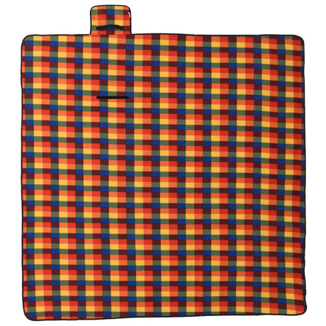 Vidaxx foldbart picnictæppe ternet 200x200 cm fløjl flerfarvet