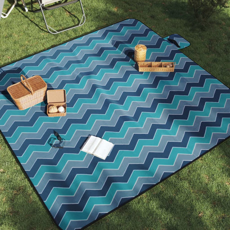 Vidaxx foldbart picnictæppe bølger 200x200 cm fløjlsblå