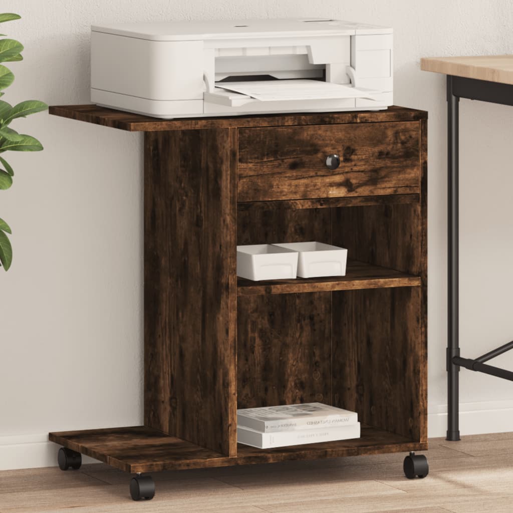 VidaXL printerskab med hjul 60x40x68,5 cm røget eg