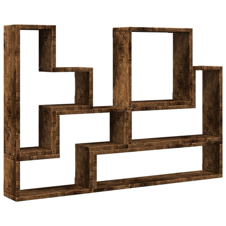 Vidaxl wandschap 96x12x64 cm bewerkt hout gerookt eikenkleurig