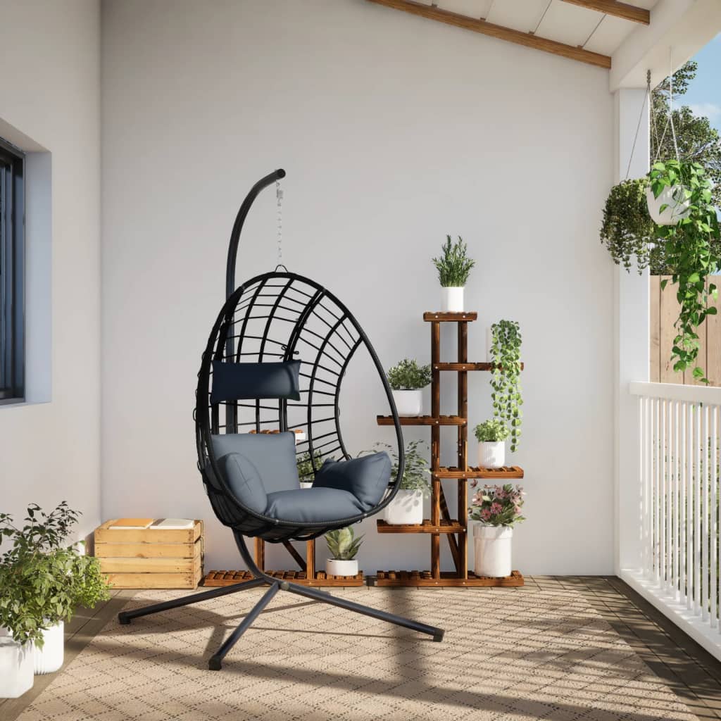 Vidaxl hængestol med standard rattan og antracitfarvet stål