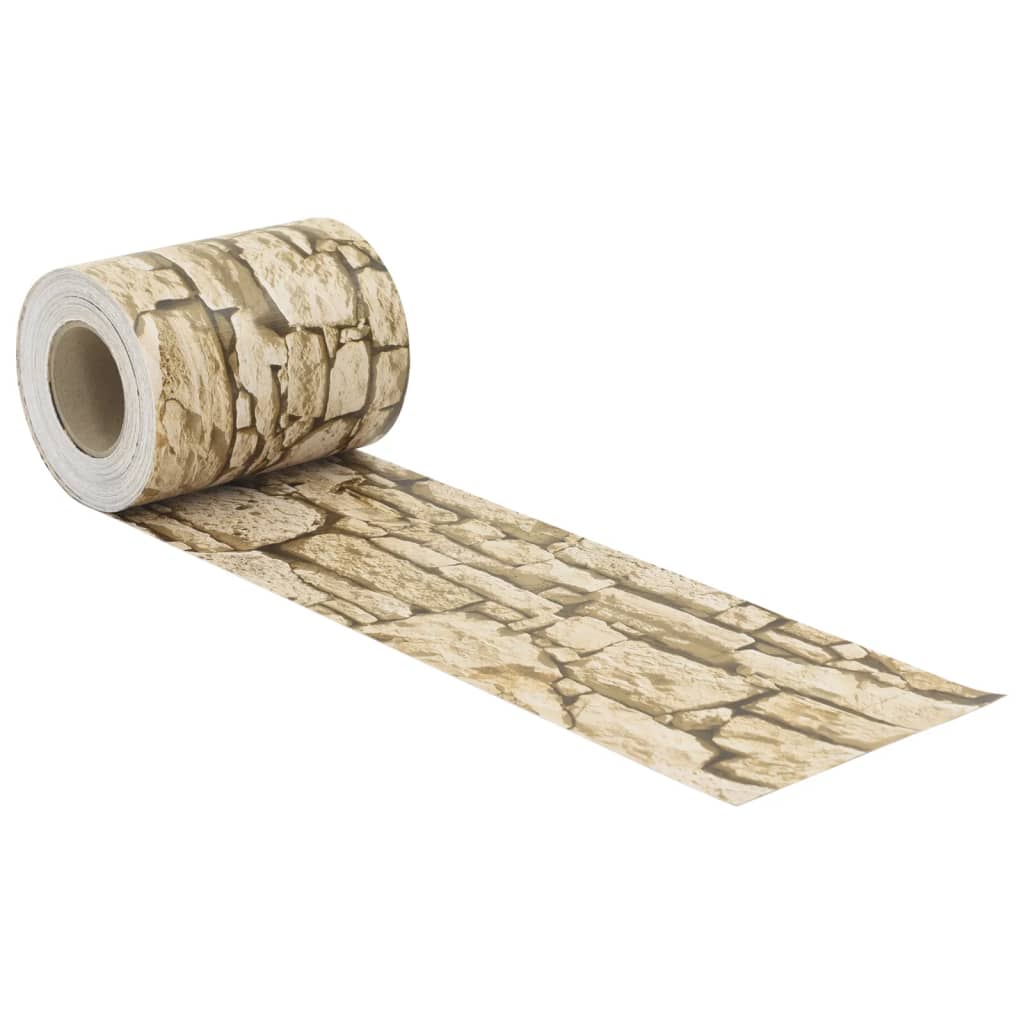Vidaxxl haveskærm groft stenmønster 35x0,19 m PVC beige