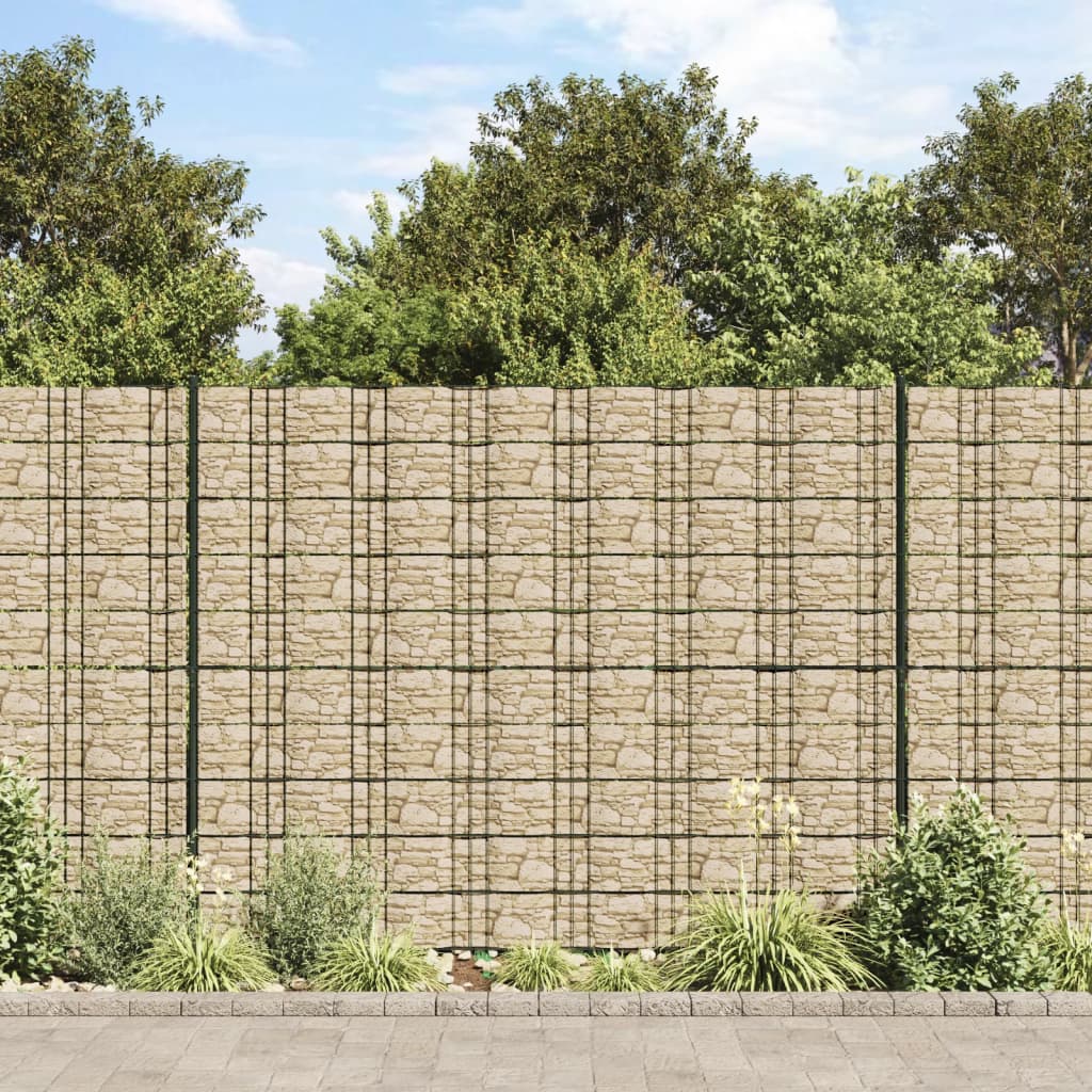 Vidaxxl haveskærm groft stenmønster 35x0,19 m PVC beige
