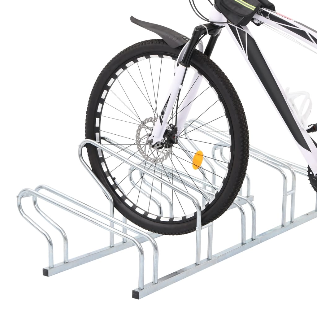VidaXL cykelstativ til 5 cykler, fritstående galvaniseret stål