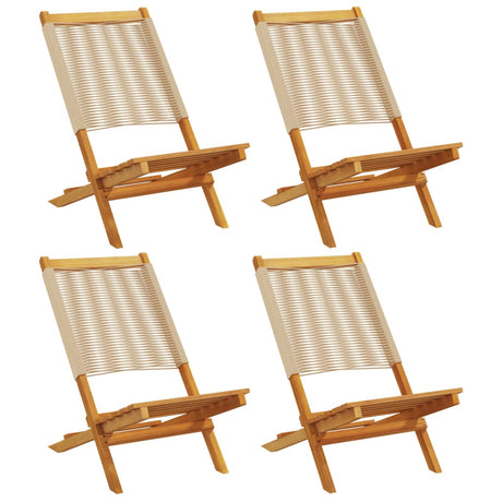 Vidaxl opklapbare stoelen, 4 stuks, beige, massief acaciahout