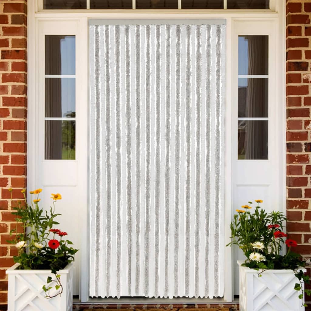 Vidaxx fluegardin 118x220 cm chenille lysegrå og hvid