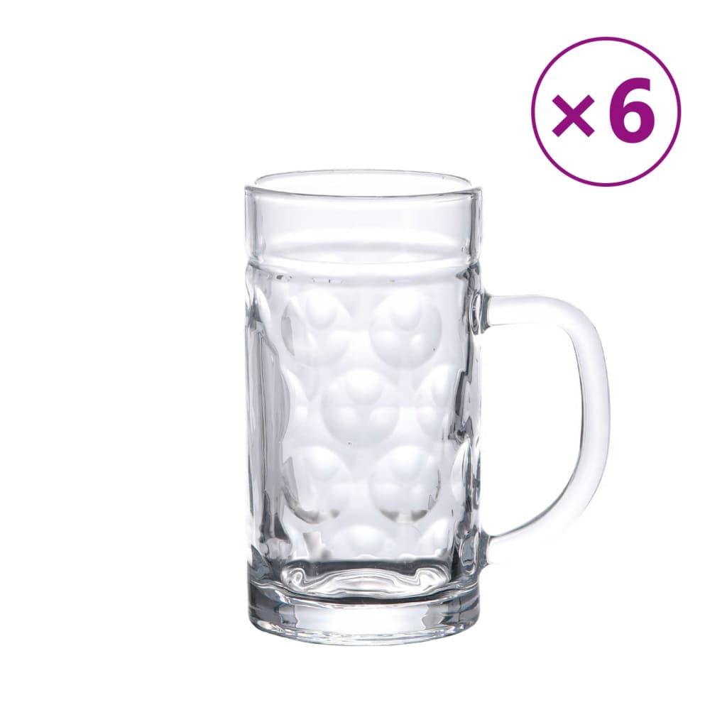 VidaXL ølkrus med hank 6 stk 500 ml glas