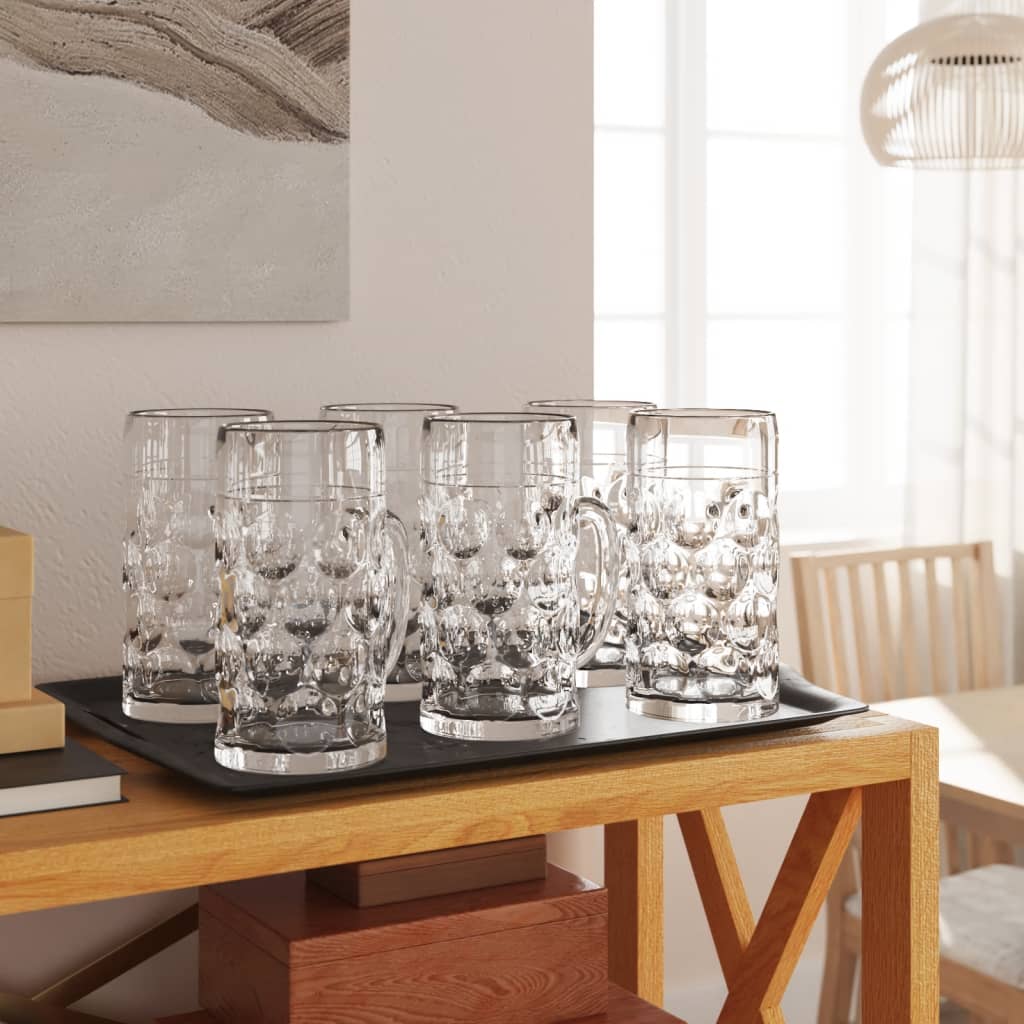 VidaXL ølkrus med hank 6 stk 500 ml glas