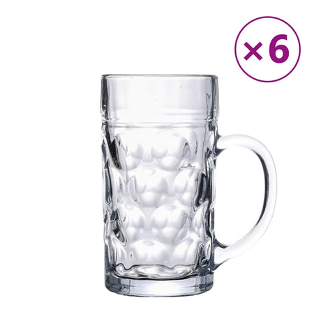 VidaXL ølkrus med hank 6 stk 1000 ml glas