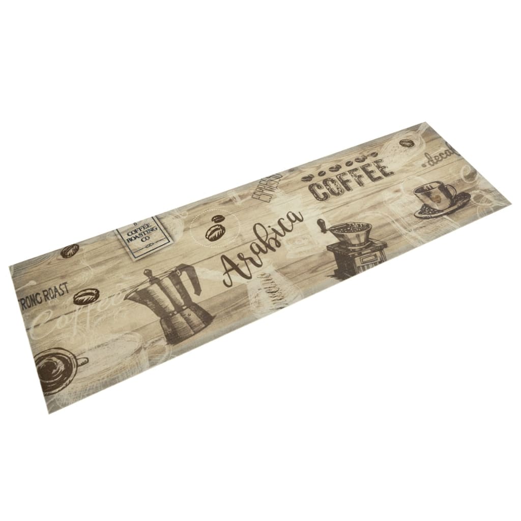 Vidaxx køkkenmåtte vaskbart kaffeprint 45x150 cm fløjlsbrun