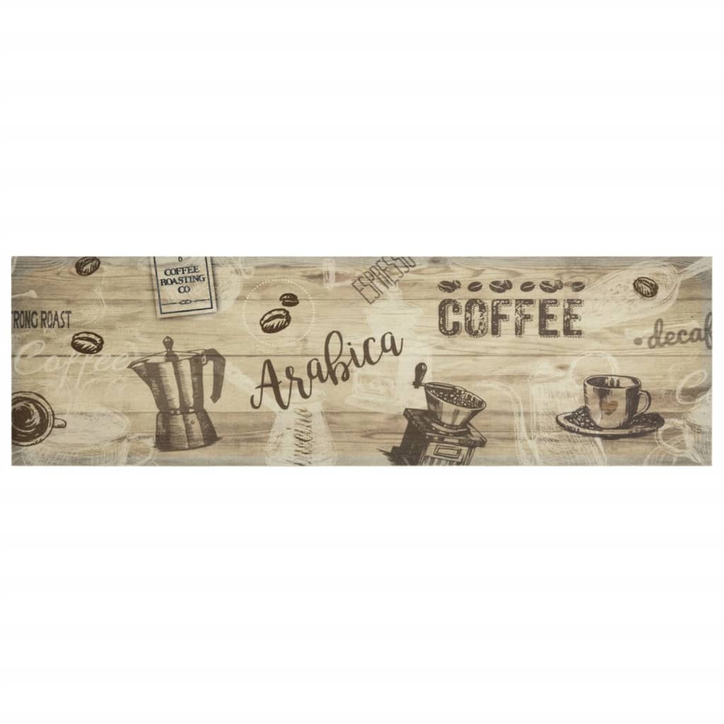 Vidaxx køkkenmåtte vaskbart kaffeprint 45x150 cm fløjlsbrun
